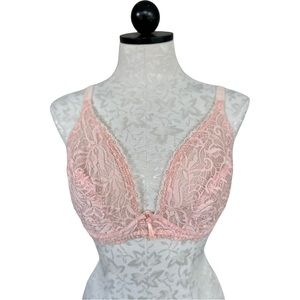 Victoria's Secret Pink Lace Plunge Bra Underwire Vintage Gold Label Size 36B